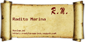 Radits Marina névjegykártya